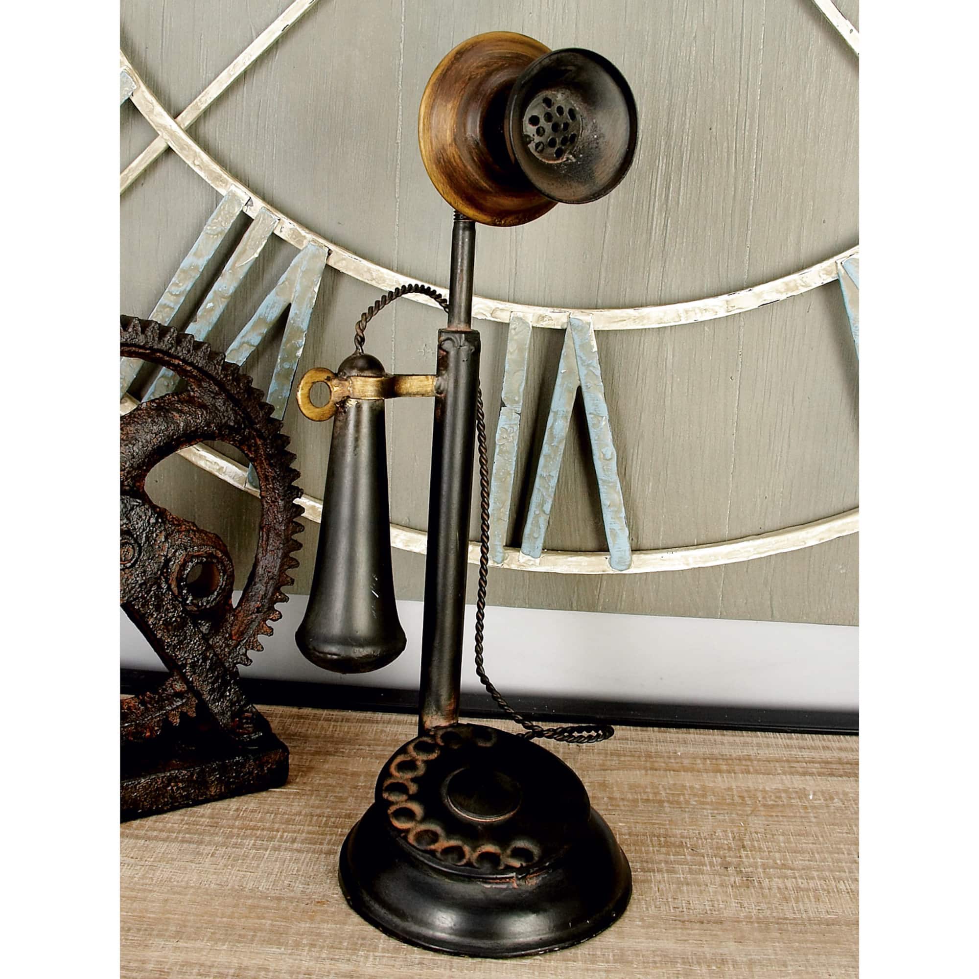 13" Antique Candlestick Phone Table Accent
